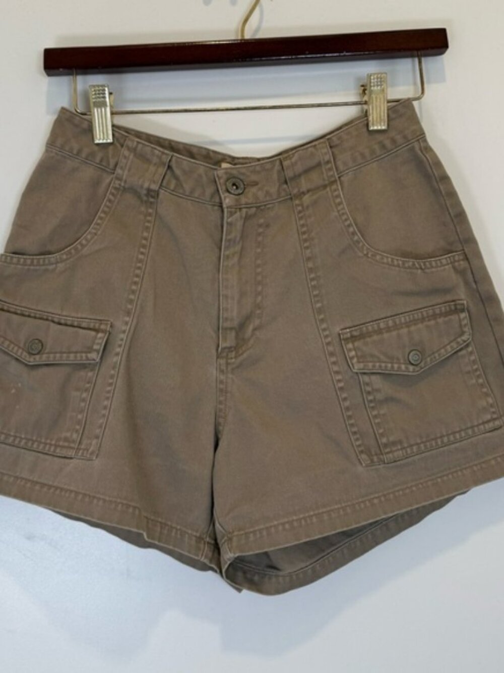 Vintage Copper Key Tan Womens Cargo Shorts 100% Cotton y2k